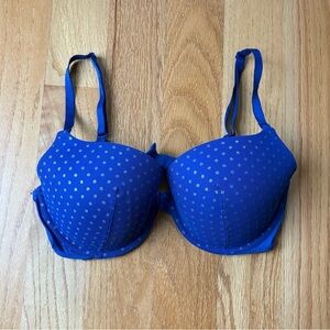 Victoria's Secret Blue and Silver Polka Dot Bra
